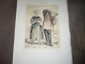 GRANDE LITHOGRAPHIE 1880 FEMME DE CANCALE ILLE ET VILAINE