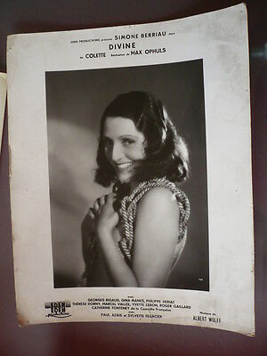 PHOTO VINTAGE DIVINE AVEC SIMONE BERRIAU DE MAX OPHULS 1935