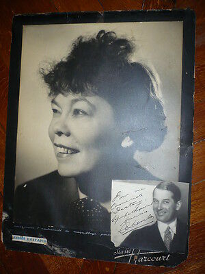 GRANDE PHOTO DE RENEE DASTANG AVEC PHOTO ET AUTOGRAPHE DE MAURICE CHEVALIER