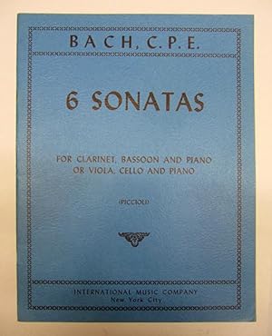 Seller image for 6 Sonatas for Clarinet, Bassoon and Piano or Viola, Cello and Piano (Piccioli). for sale by Veery Books
