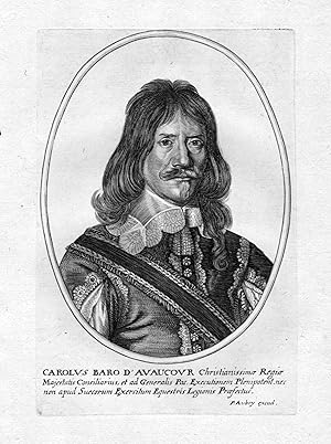 Bild des Verkufers fr Carolus Baro d'Avaucour" - Charles d Avaugour gravure Portrait zum Verkauf von Antiquariat Steffen Vlkel GmbH