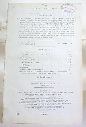 Taxes And Imposts. Return To An Order Of The Honourable The House Of Commons, Dated 1 July 1914 ;...