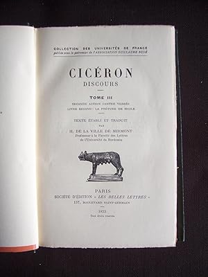 Imagen del vendedor de Cicron - Discours - T.3 a la venta por Librairie Ancienne Zalc