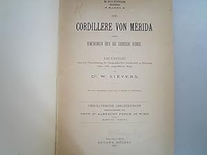 Seller image for Die Cordillere von Merida nebst Bemerkungen ber das karibische Gebirge. Ergebnisse einer mit Untersttzung der Geographischen Gesellschaft zu Hamburg 1884-1885 ausgefhrten Reise. Geographische Abhandlungen, Band III. Heft 1. for sale by Antiquariat Bookfarm