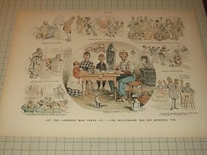 Seller image for 1892 Puck Lithograph of "Let The Laboring Man Cheer Up!---The Millionaire Has His Miseries,Too" for sale by rareviewbooks