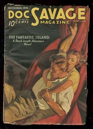 DOC SAVAGE DEC 1935-FANTASTIC ISLAND-PULP-GOOD GIRL ART VG
