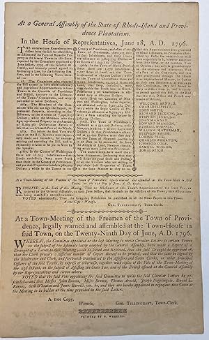 AT A GENERAL ASSEMBLY OF THE STATE OF RHODE-ISLAND AND PROVIDENCE PLANTATIONS. IN THE HOUSE OF RE...