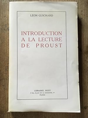 Imagen del vendedor de Introduction  la lecture de Proust a la venta por Librairie des Possibles