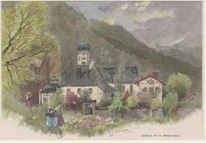 Bild des Verkufers fr Orig. kolorierter Holzstich - Bayern - Heilbrunn mit der Adelheidsquelle. zum Verkauf von Allguer Online Antiquariat
