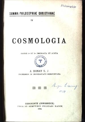 Imagen del vendedor de Cosmologia Summa Philosophia Christianae IV a la venta por books4less (Versandantiquariat Petra Gros GmbH & Co. KG)