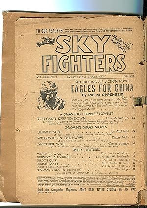 Image du vendeur pour SKY FIGHTERS FALL 1944-AIR WAR PULP-THRILLS-WWII-COVERLESS-fr mis en vente par DTA Collectibles