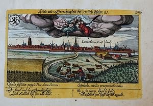 [Antique print, hand colored engraving] Lewarden in Friess-land (Leeuwarden), published ca. 1640.