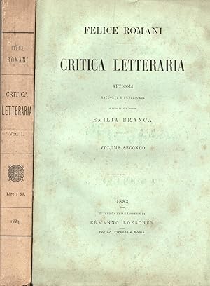 Immagine del venditore per CRITICA LETTERARIA. Articoli raccolti e pubblicati a cura di sua moglie Emilia Branca. venduto da studio bibliografico pera s.a.s.