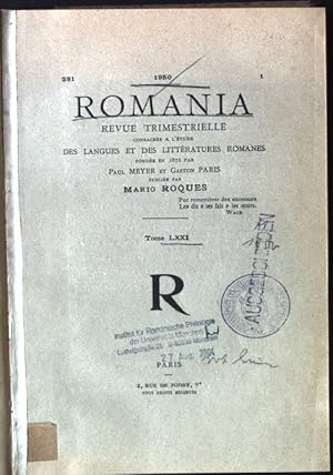 Bild des Verkufers fr Romania Revue Trimestrielle, Tome LXXI zum Verkauf von books4less (Versandantiquariat Petra Gros GmbH & Co. KG)
