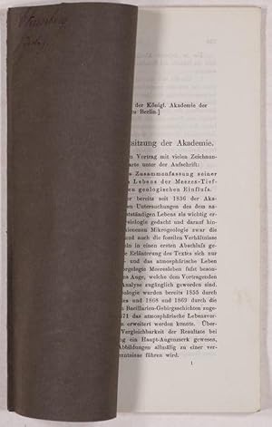 Bild des Verkufers fr Mirkogeologische Studien als Zusammenfassung seiner Beobachtungen des kleinsten Lebens der Meeres-Tiefgrnde aller Zonen und dessen geologischen Einfluss. zum Verkauf von Antiq. F.-D. Shn - Medicusbooks.Com