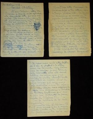 Autograph Letter Signed, in French, with 3 Caricature Drawings