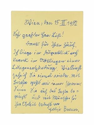 Seller image for Eigenh. Postkarte m. Unterschrift. for sale by Versandantiquariat Wolfgang Friebes