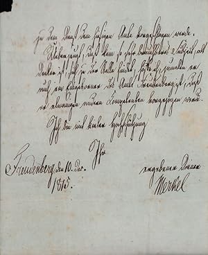 Handgeschriebener Brief, adressiert an "Herrn Christoph Heusmann in Nienstedt". Datiert Freudenbe...