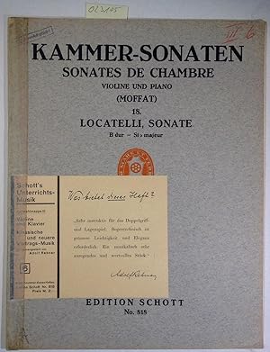 Bild des Verkufers fr Kammer-Sonaten fr Violine und Klavier No. 18 Locatelli - B-dur - Edition Schott No. 818 / 28779 zum Verkauf von Antiquariat Trger