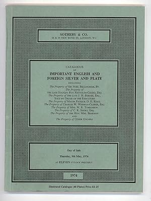 Catalogue of Important English and Foreign Silver and Plate.