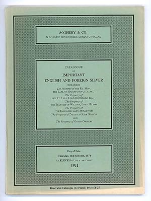 Catalogue of Important English and Foreign Silver and Plate