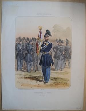 Militaria. Chasseurs á Pied. Original Farblithographie von Godard Q. des Augustins. 1853.