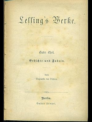 Bild des Verkufers fr Lessing's werke v. 1-3 zum Verkauf von Librodifaccia