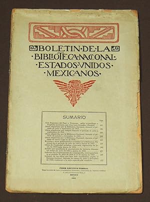 Boletín De La Biblioteca Nacional De México. Tomo XII, Núm. 6. Octubre de 1918-Marzo de 1919.