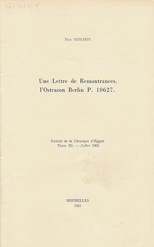 Imagen del vendedor de Une Lettre de Remontrances, l'Ostracon Berlin P. 10627. (Chronique d'gypte). a la venta por Librarium of The Hague