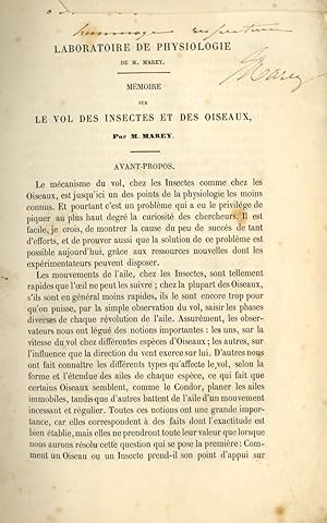 Image du vendeur pour MMOIRE SUR LE VOL DES INSECTES ET DES OISEAUX [with] MMOIRE SUR LE VOL DES INSECTES ET DES OISEAUX [part 2] [OFFPRINTS FROM ARTICLES IN: ANNALES DES SCIENCES NATUELLES, TOMES 12 & 15] mis en vente par Andrew Cahan: Bookseller, Ltd., ABAA