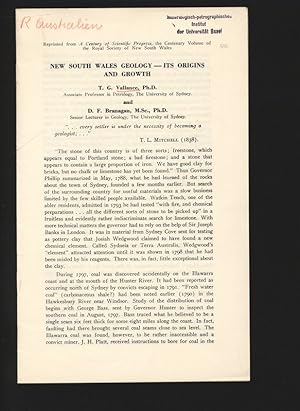 Imagen del vendedor de New South Wales Geology - Its Origins and Growth. Reprinted from A Century of Scientific Progress, the Centenary Volume of the Royal Society of New South Wales. a la venta por Antiquariat Bookfarm