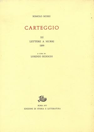 Bild des Verkufers fr Carteggio III - Lettere a Murri 1899 zum Verkauf von Librodifaccia