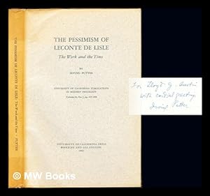 Immagine del venditore per The pessimism of Leconte de Lisle : the work and the time venduto da MW Books