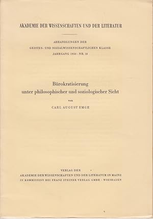 Image du vendeur pour Brokratisierung unter philosophischer und soziologischer Sicht. mis en vente par Antiquariat Krikl