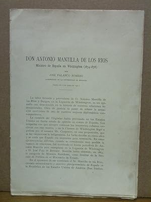 Bild des Verkufers fr Don AntonioMantilla de los Ros. Ministro de Espaa en Washington (1874-1878) zum Verkauf von Librera Miguel Miranda
