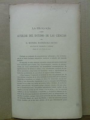 Imagen del vendedor de La filologa como auxiliar del estudio de las ciencias a la venta por Librera Miguel Miranda