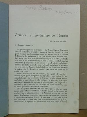 Bild des Verkufers fr Grandeza y servidumbre del Notariado. (A los futuros Notarios) zum Verkauf von Librera Miguel Miranda