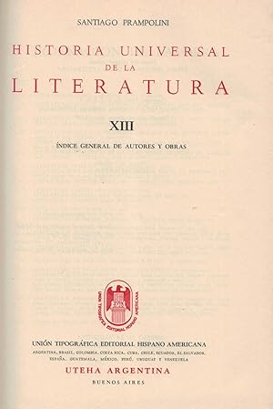 Imagen del vendedor de HISTORIA UNIVERSAL DE LA LITERATURA. XIII TOMOS. a la venta por Librera Torren de Rueda
