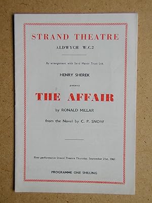 The Affair By Ronald Millar. Theatre Programme.