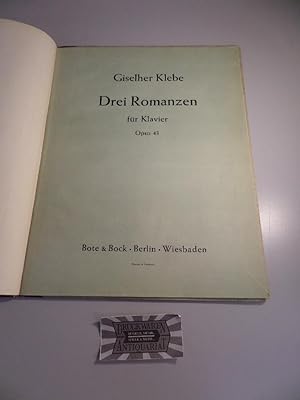 Image du vendeur pour Giselher Klebe - Opus 43 : Drei Romanzen fr Klavier. mis en vente par Druckwaren Antiquariat