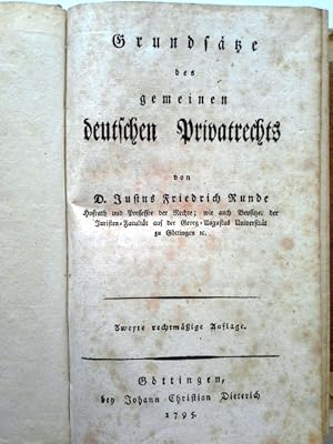 Imagen del vendedor de Grundstze des gemeinen deutschen Privatrechts. a la venta por Herr Klaus Dieter Boettcher