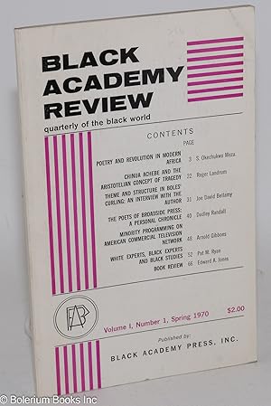 Bild des Verkufers fr Black Academy review: quarterly of the Black world; vol. 1, #1, Spring 1970 zum Verkauf von Bolerium Books Inc.