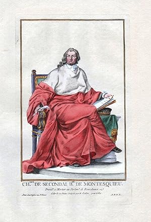 Bild des Verkufers fr Ch.les de secondat B.on de Montesquieu" - Charles-Louis de Secondat, Baron de La Brde et de Montesquieu (1689-1755) philosopher Philosoph judge, man of letters, Portrait costumes zum Verkauf von Antiquariat Steffen Vlkel GmbH