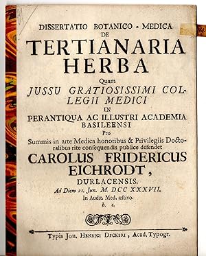 Dissertatio Botanico-Medica De Tertianaria Herba.