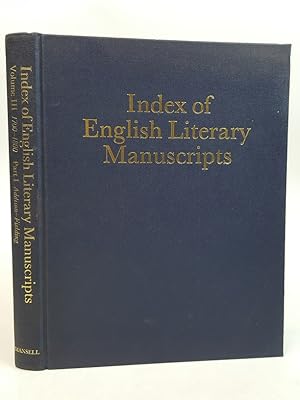 Bild des Verkufers fr Index of English Literary Manuscripts (Volume III, 1700-1800, Part I Addison-Fielding) zum Verkauf von Keoghs Books