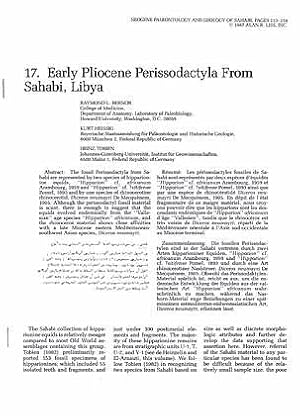 Seller image for Early Pliocene Perissodactyla from Sahabi, Libya. In: Neogene Paleontology and Geology of Sahabi for sale by ConchBooks