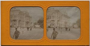 Rarität 1870s kolorierte Albumin Stereoaufnahme WIEN Palais du Lloyd