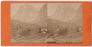 Original 1870er J. Stereoaufnahme SCHWEIZ Grindelwald, Wetterhorn