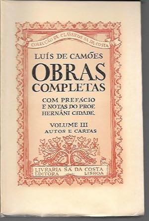 Seller image for Obras Completas Volume III, Autos e Cartas (Coleccao De Classicos Sa Da Costa) for sale by Bookfeathers, LLC