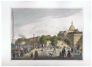 Die Brühlsche Terrasse. ( Dresden ) kolorierter Stahlstich von Wagner / Poppel.